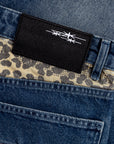 Jeansshorts mit Leopardenmuster und Taschen