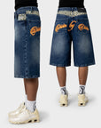 Jeansshorts mit Leopardenmuster und Taschen