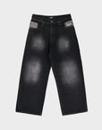SCHWARZER LEOPARDEN-POCKET-DENIM