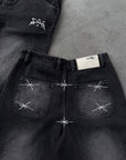 GEWASCHENE SCHWARZE DENIM-JORTE