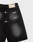 GEWASCHENE SCHWARZE DENIM-JORTE