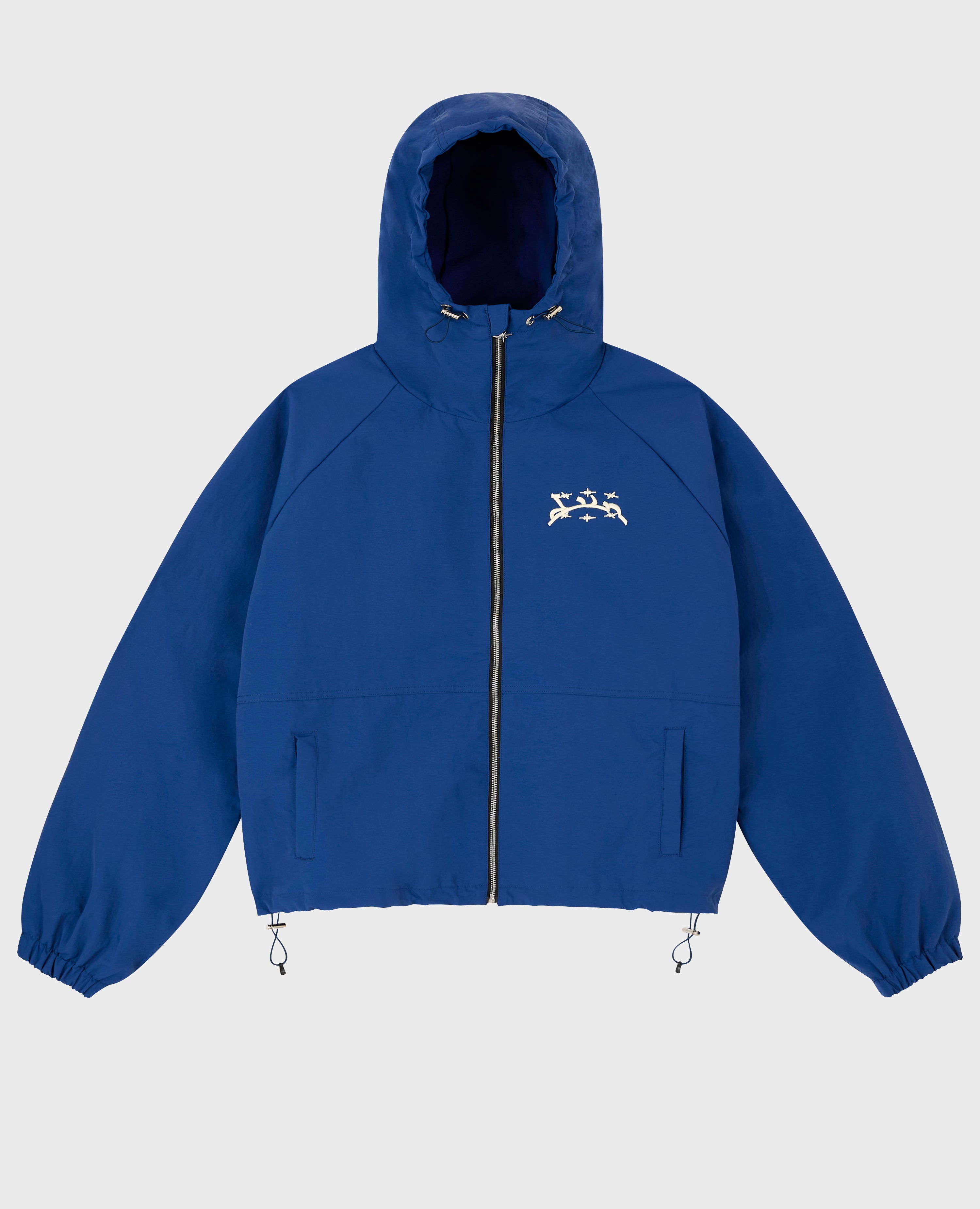 Dunkelblaue Windbretjacke