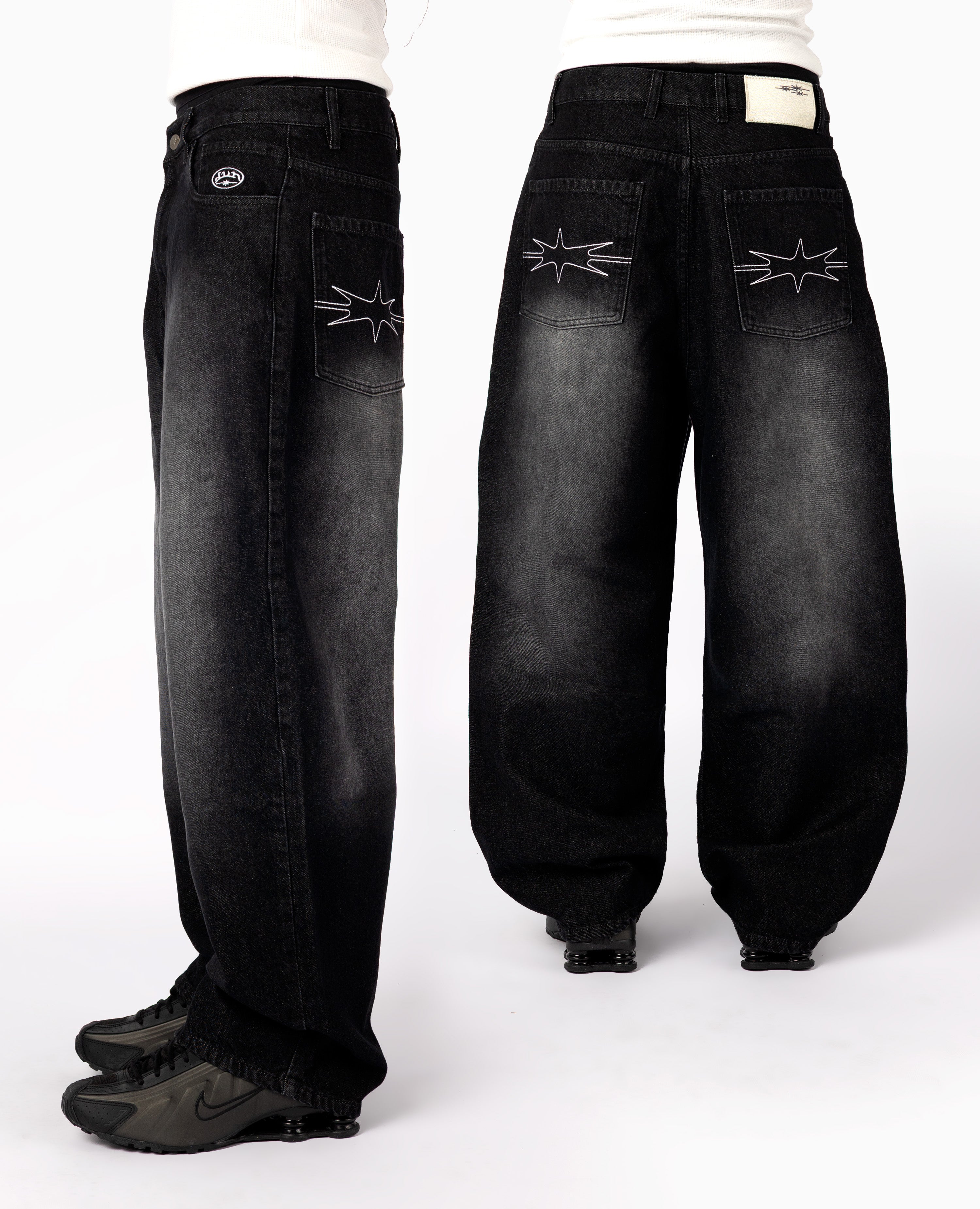 SCHWARZ GEWÄSCHETER DENIM