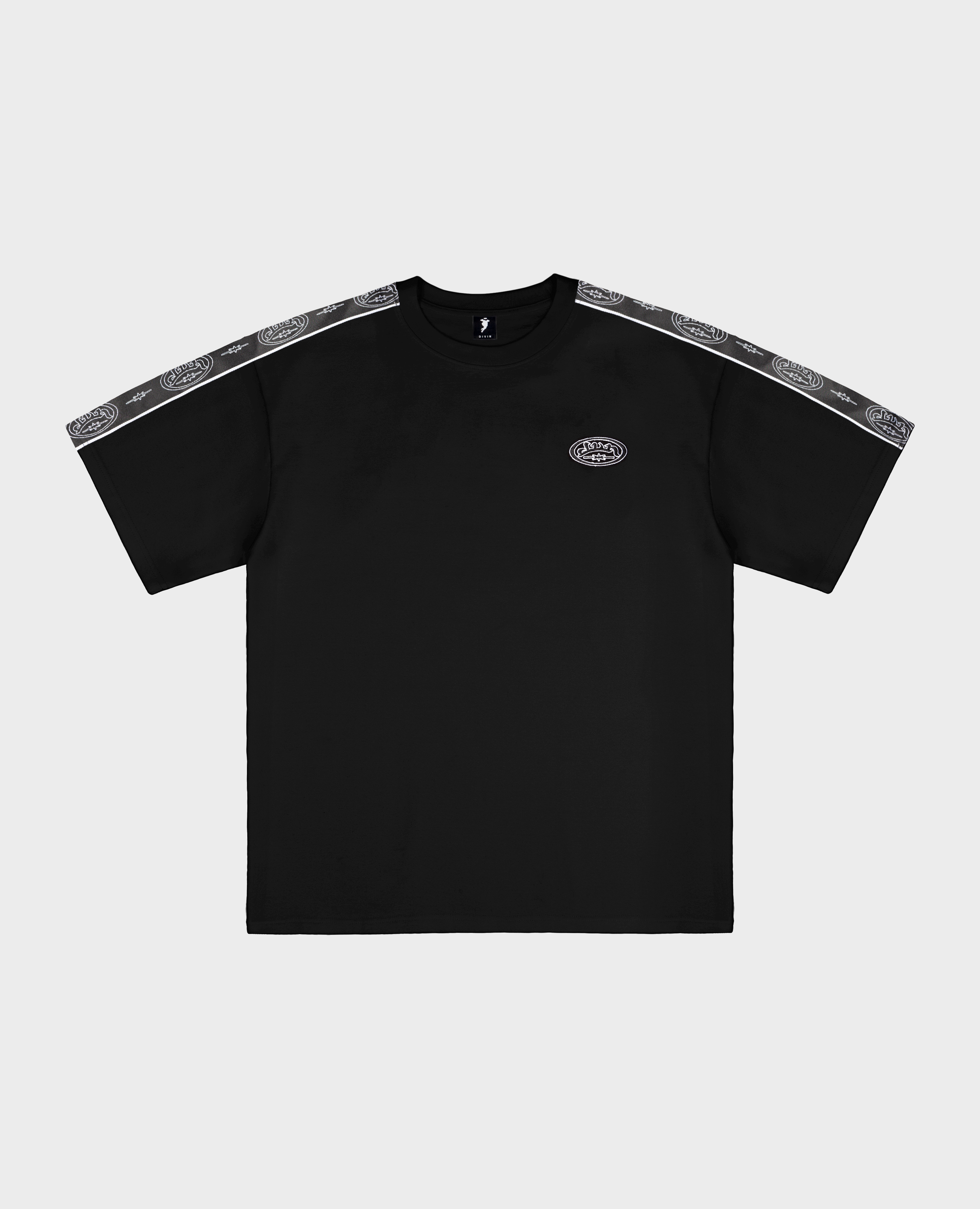 SCHWARZES SPORTSTREIFEN-T-SHIRT