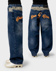 BLAUER LEOPARDEN-POCKET-DENIM