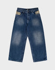 BLAUER LEOPARDEN-POCKET-DENIM