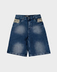 Jeansshorts mit Leopardenmuster und Taschen