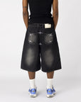 GEWASCHENE SCHWARZE DENIM-JORTE