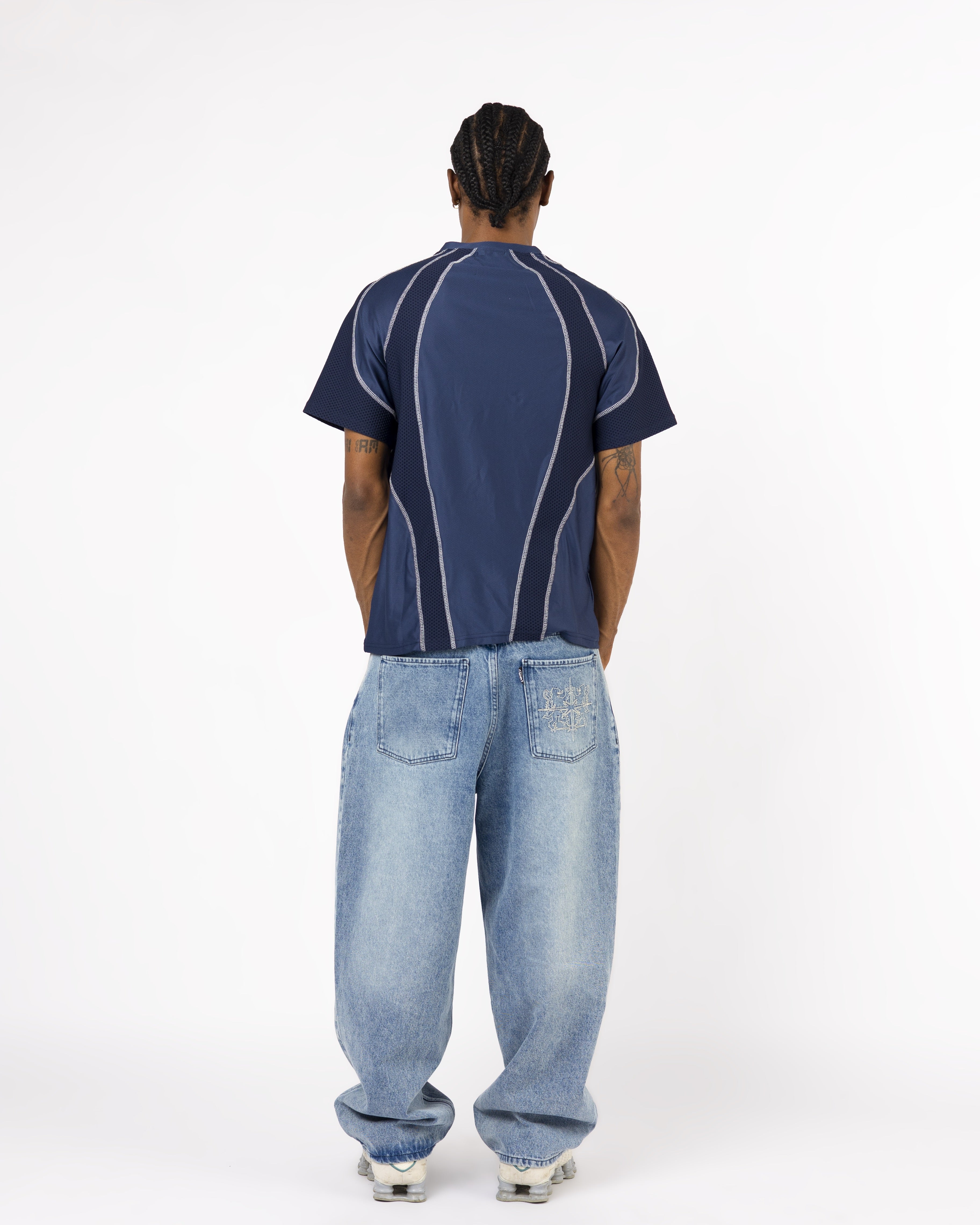 Dunkelblaues Tech Lines T-Shirt