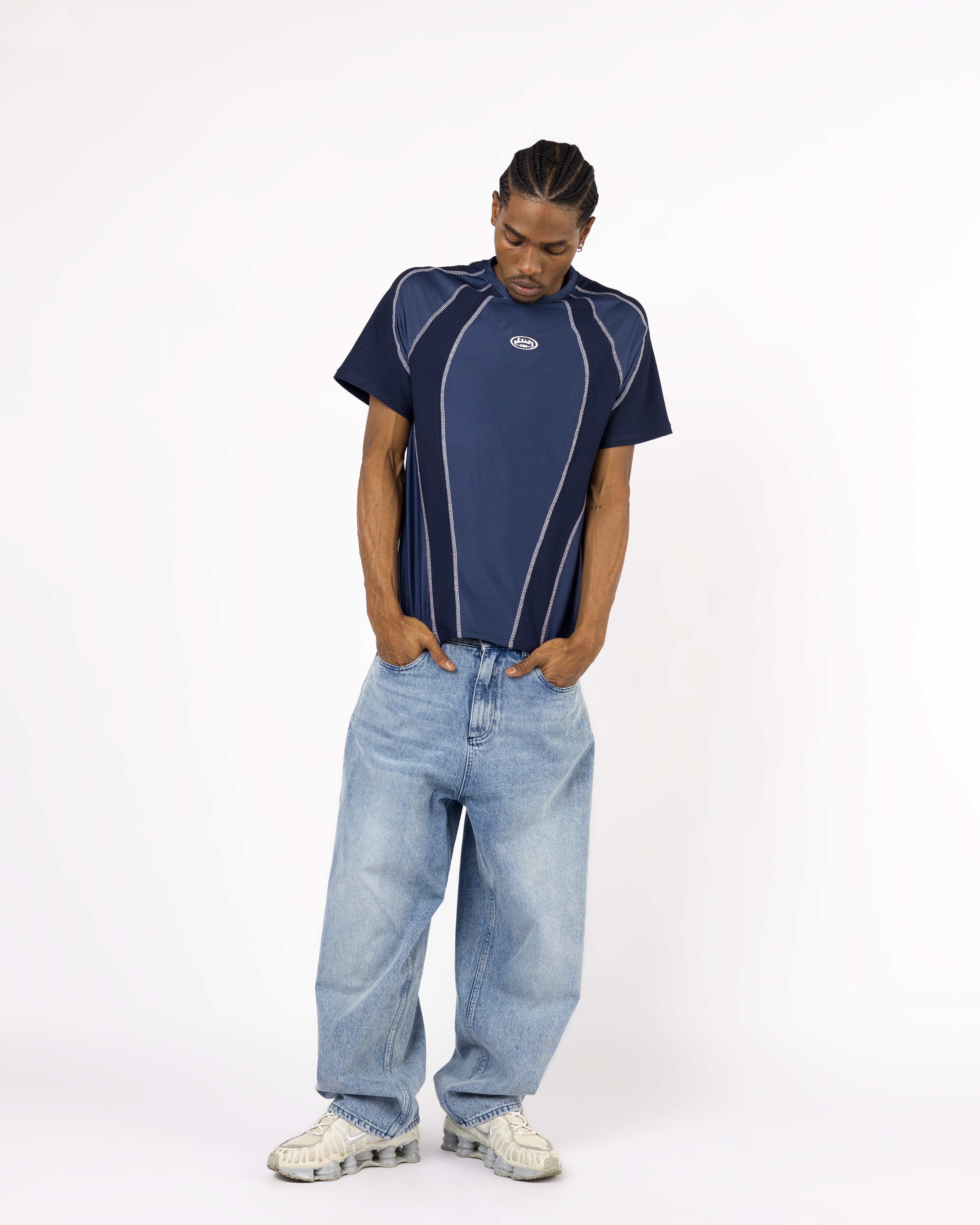 Dunkelblaues Tech Lines T-Shirt