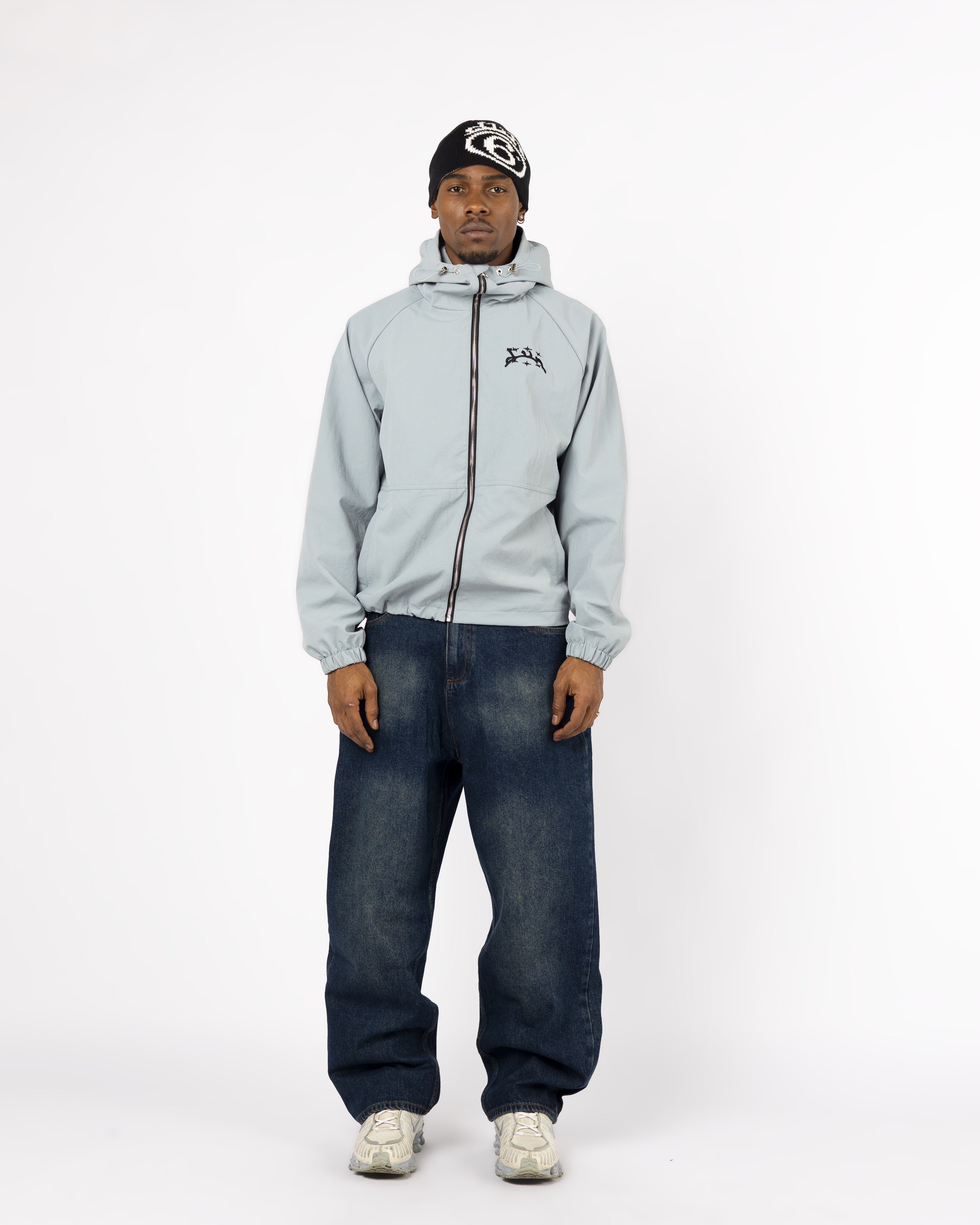 BLAUE WINDBREAKERJACKE