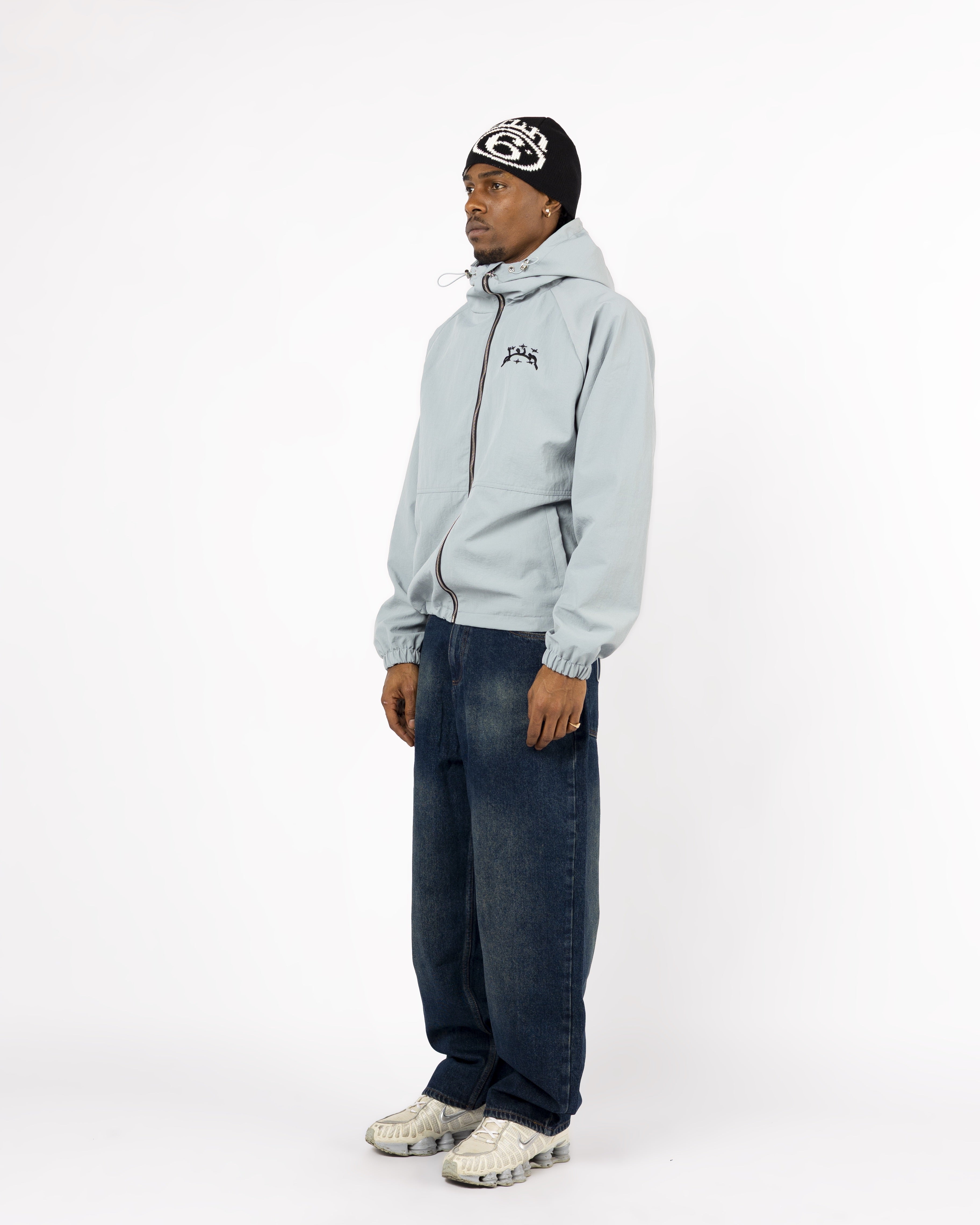 BLAUE WINDBREAKERJACKE