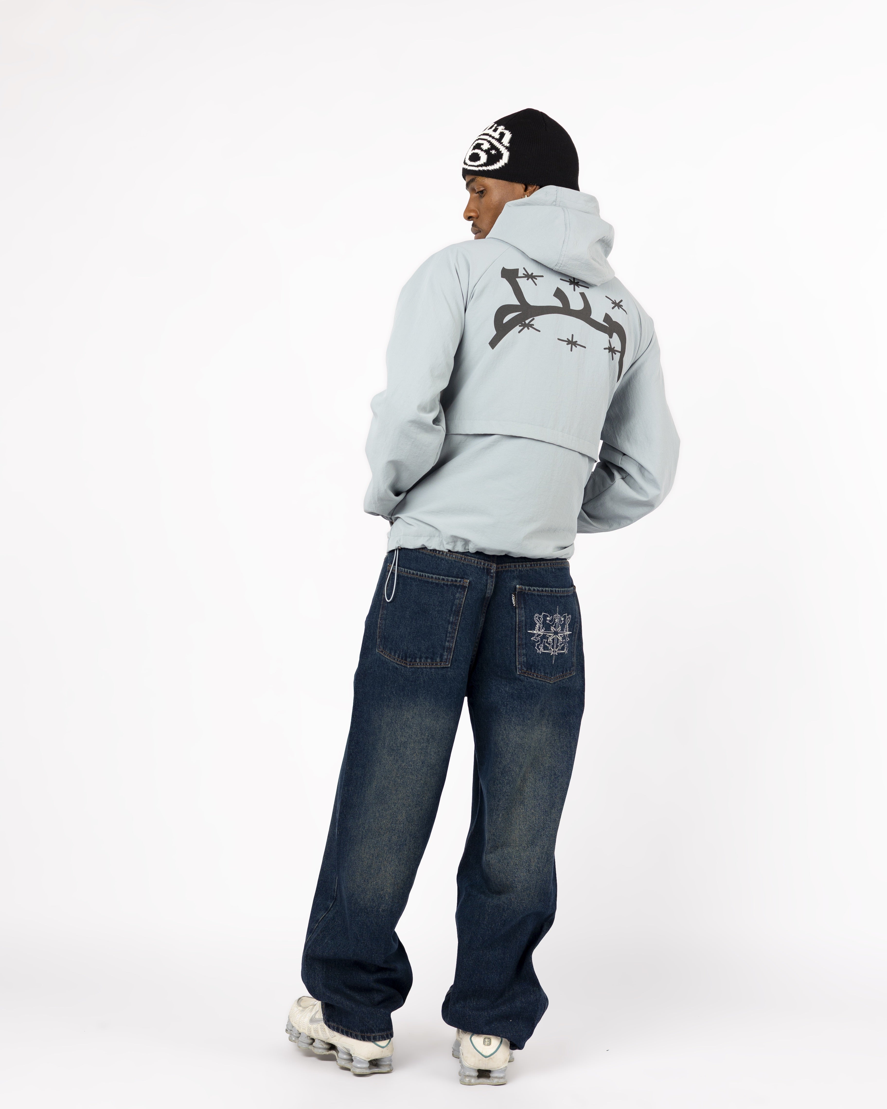 BLAUE WINDBREAKERJACKE