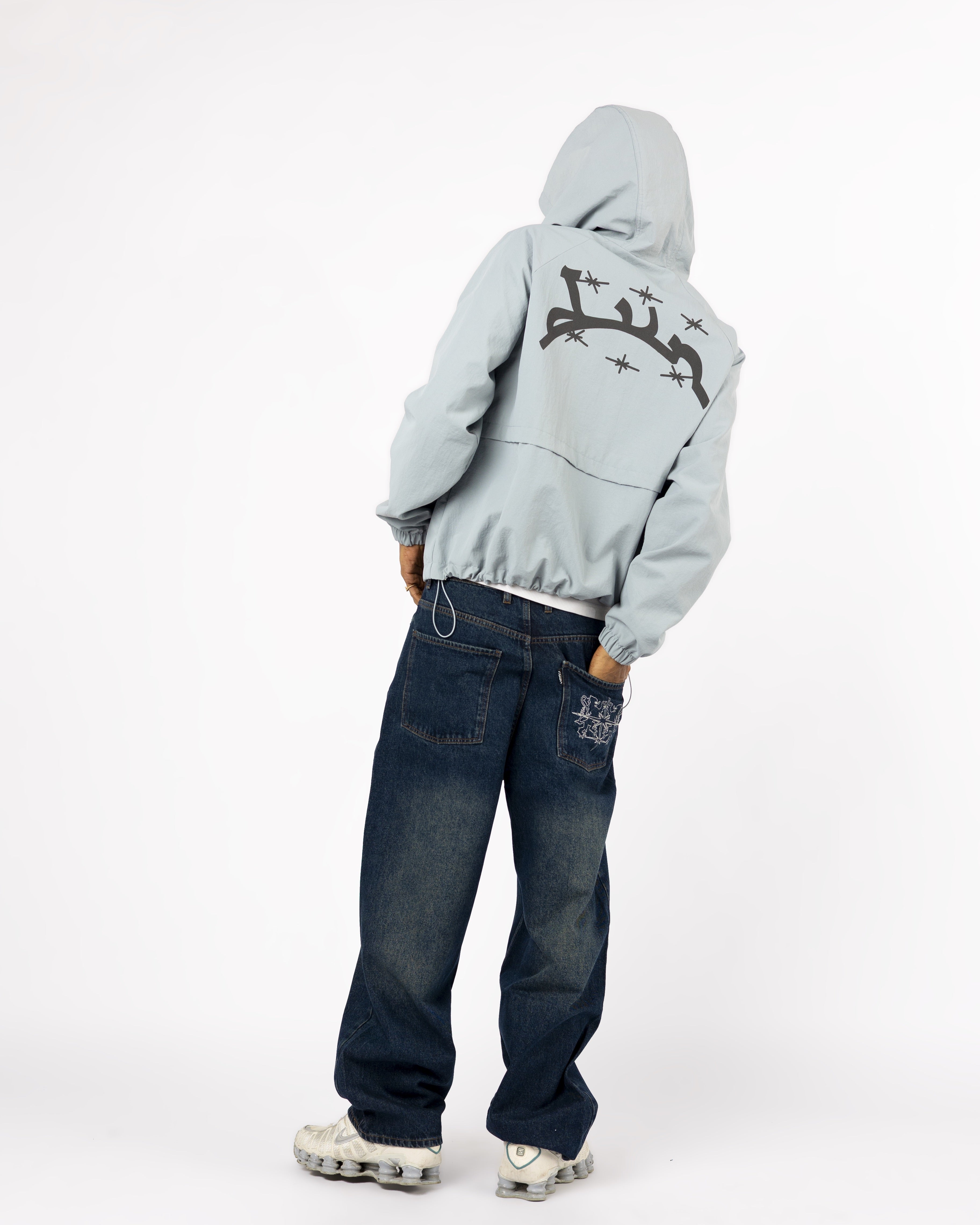 BLAUE WINDBREAKERJACKE