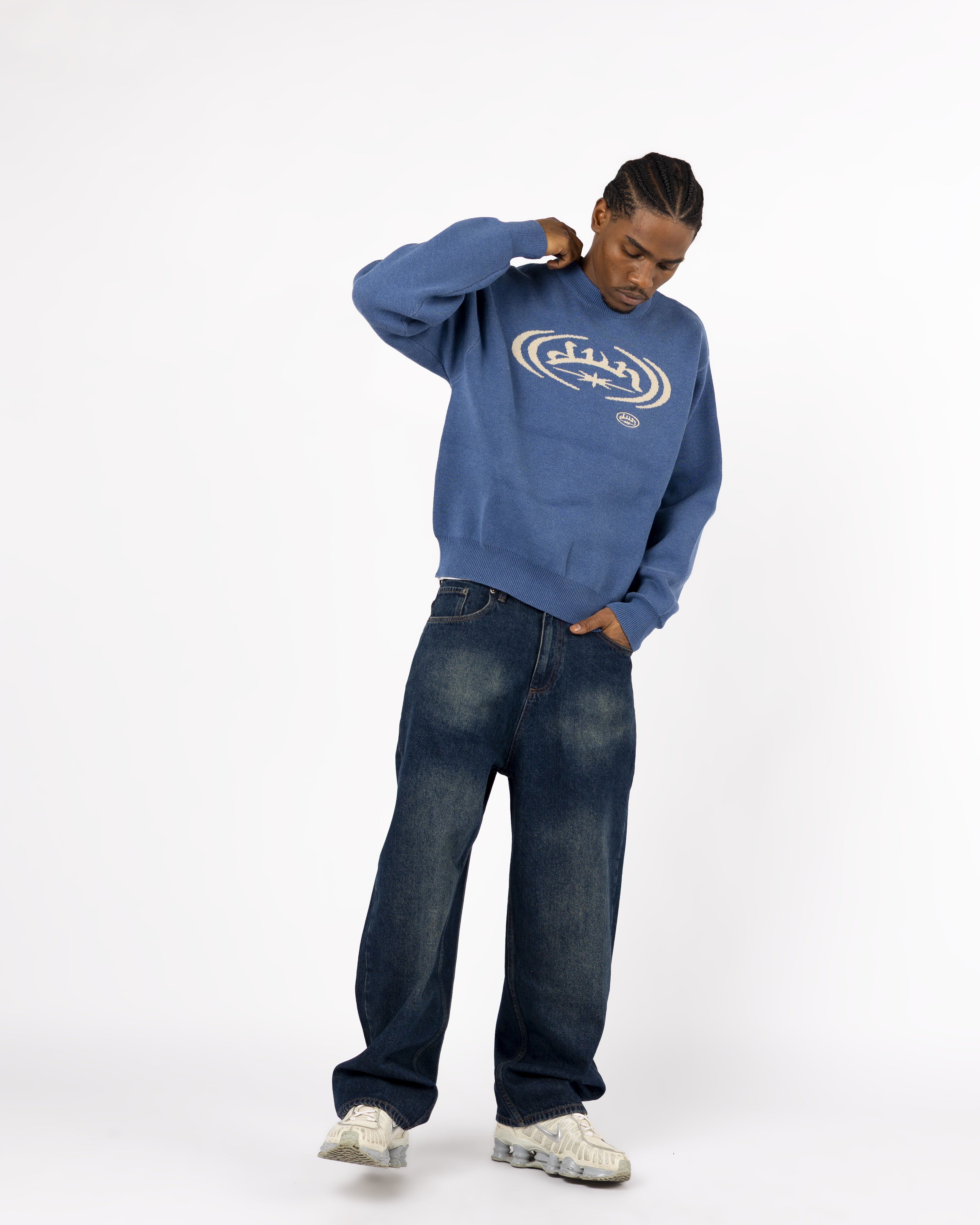 BLAUER TRAP-STRICK