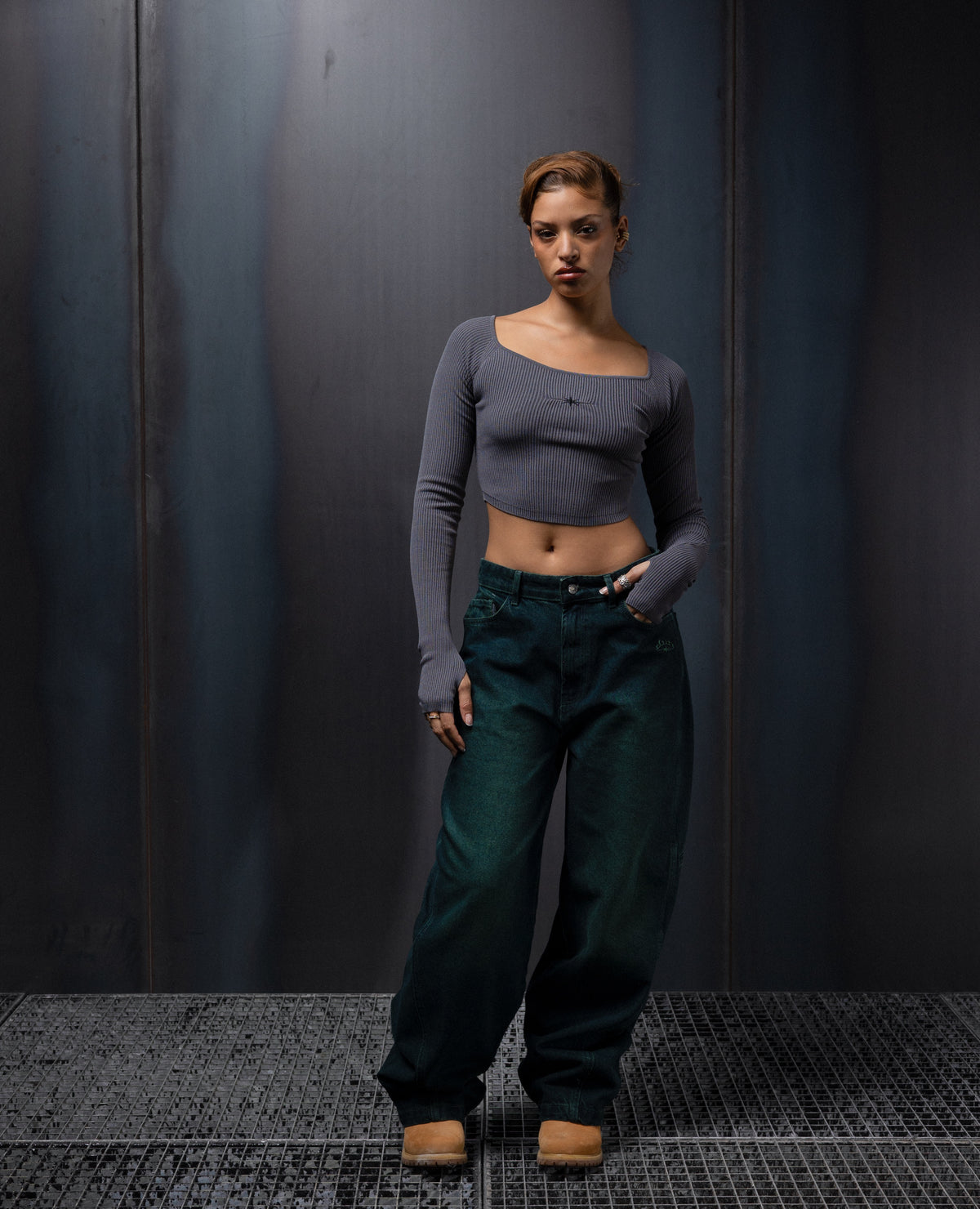 WOMENS GREY BALLET TOP
