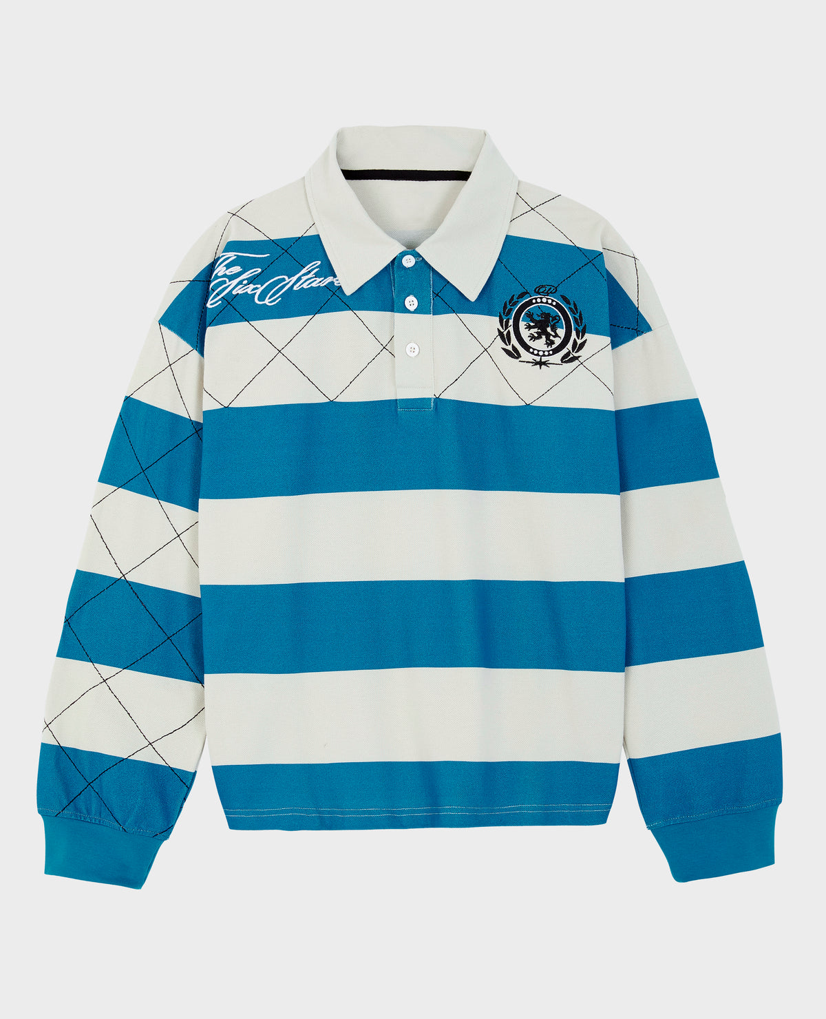 BLAUES LANGARM-ABSCHLUSS-POLOSHIRT