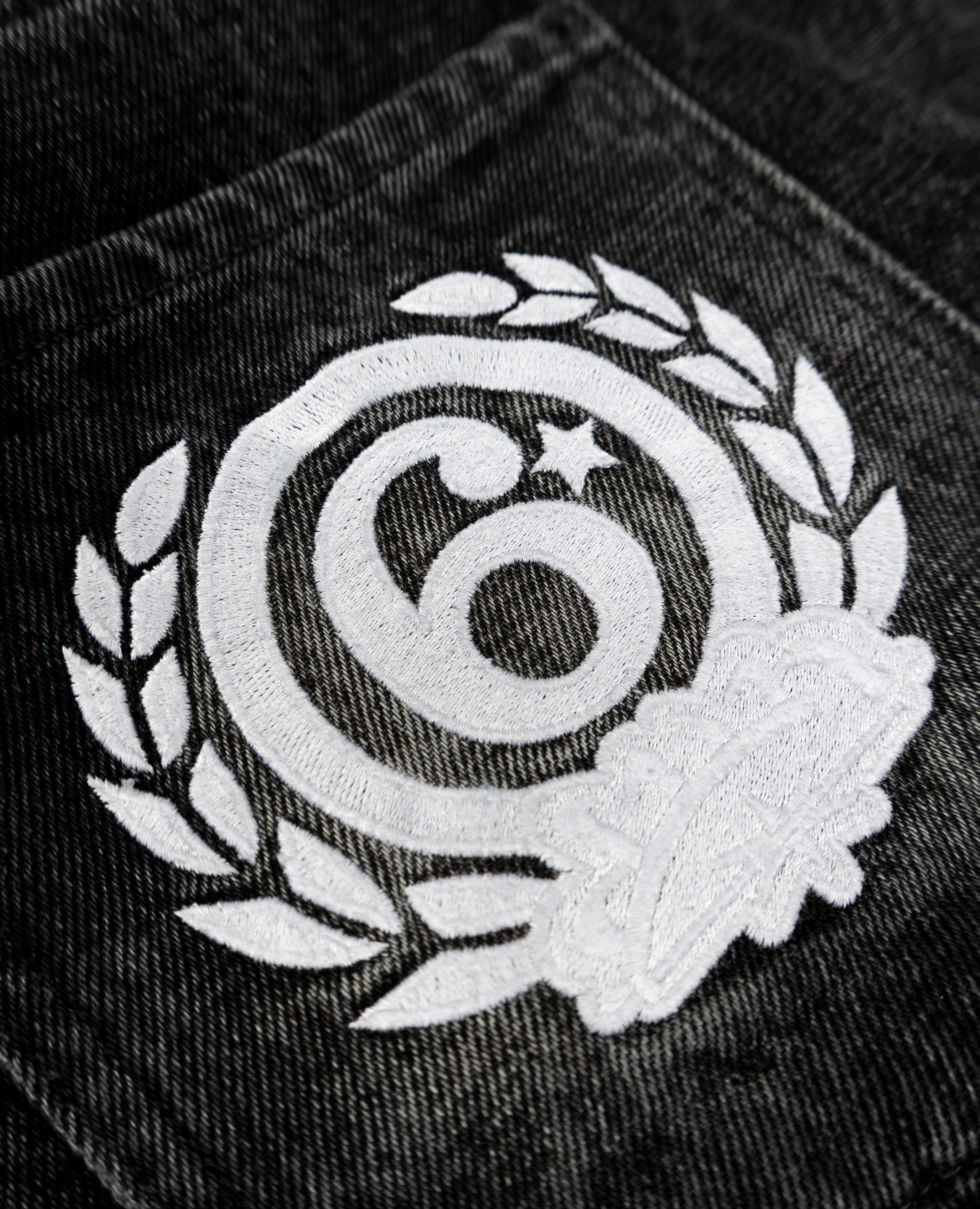 Black Animals Denim Short