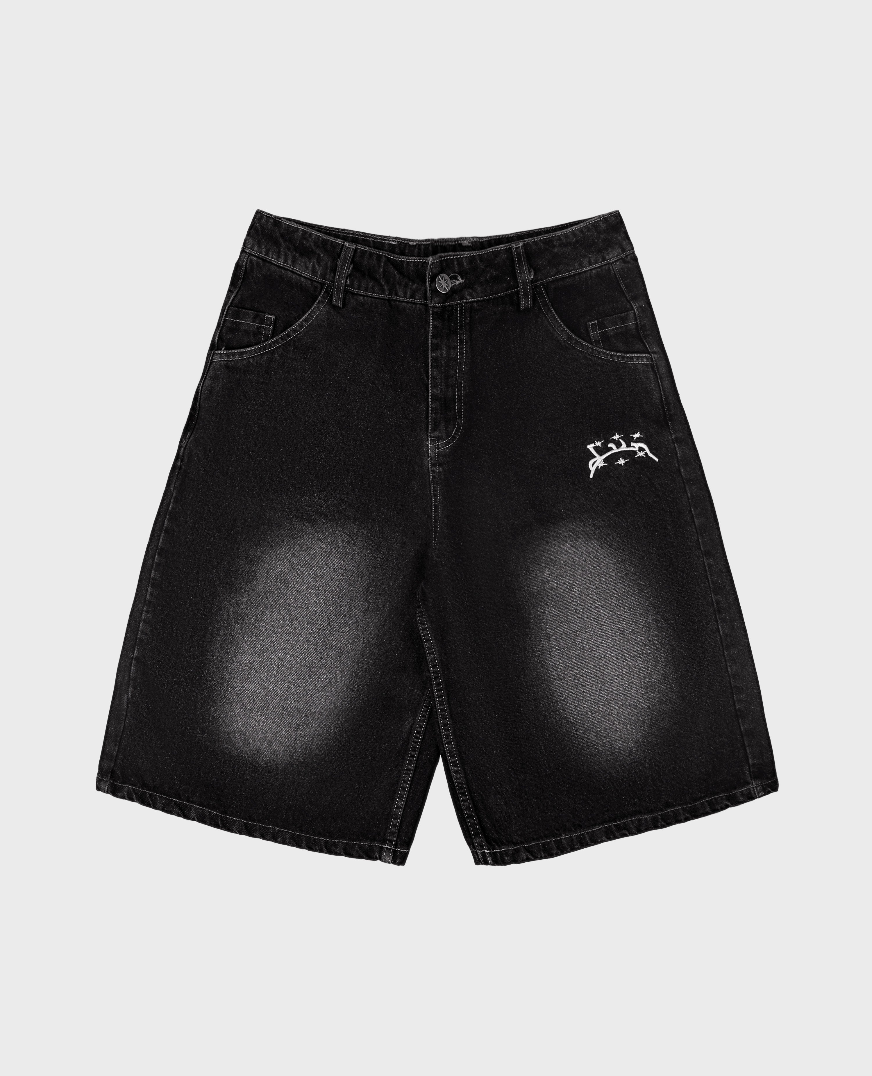 GEWASCHENE SCHWARZE DENIM-JORTE