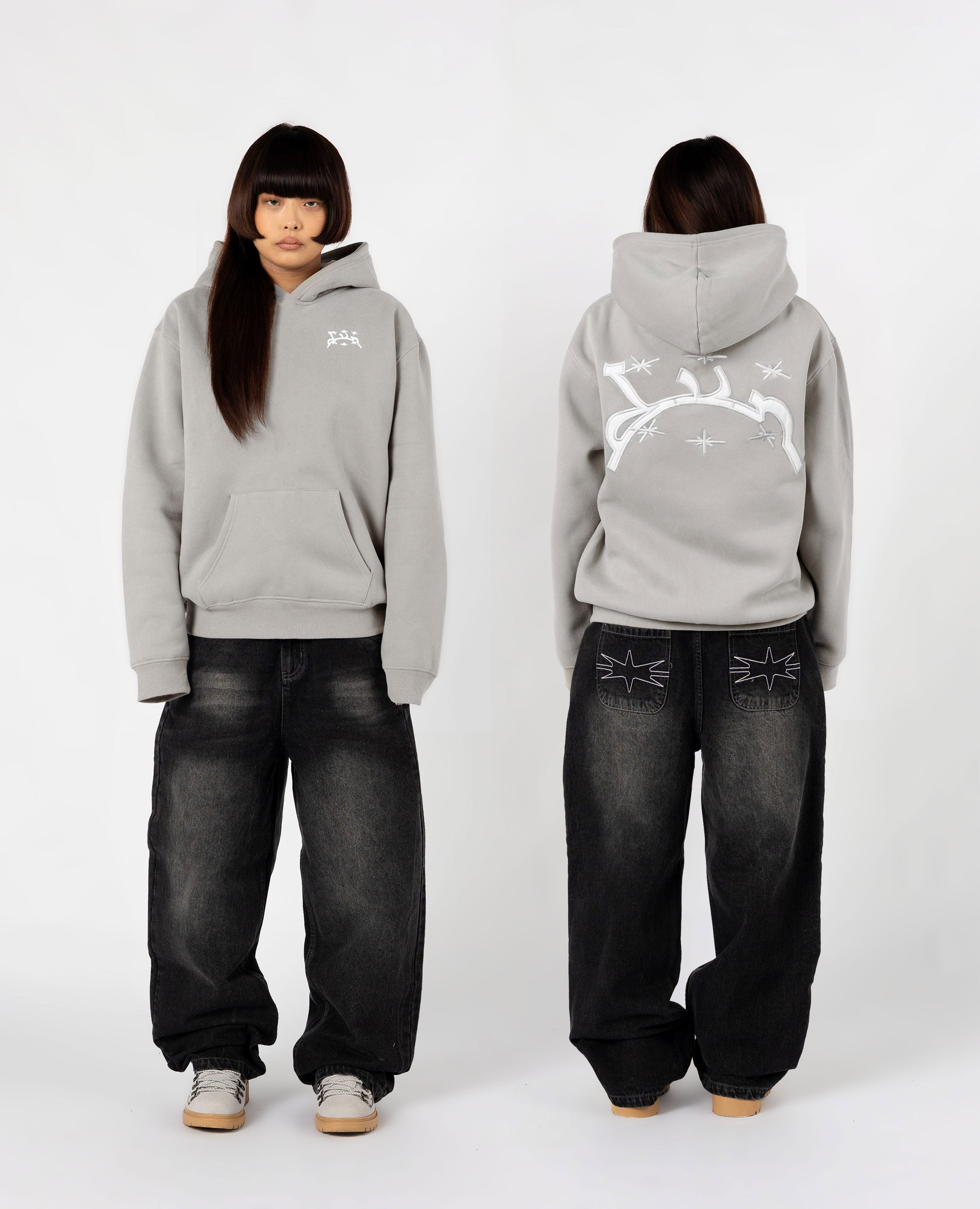 GRAUER BORDSTEIN-HOODIE