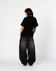 SCHWARZ GEWÄSCHETER DENIM