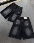 GEWASCHENE SCHWARZE DENIM-JORTE