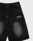 GEWASCHENE SCHWARZE DENIM-JORTE
