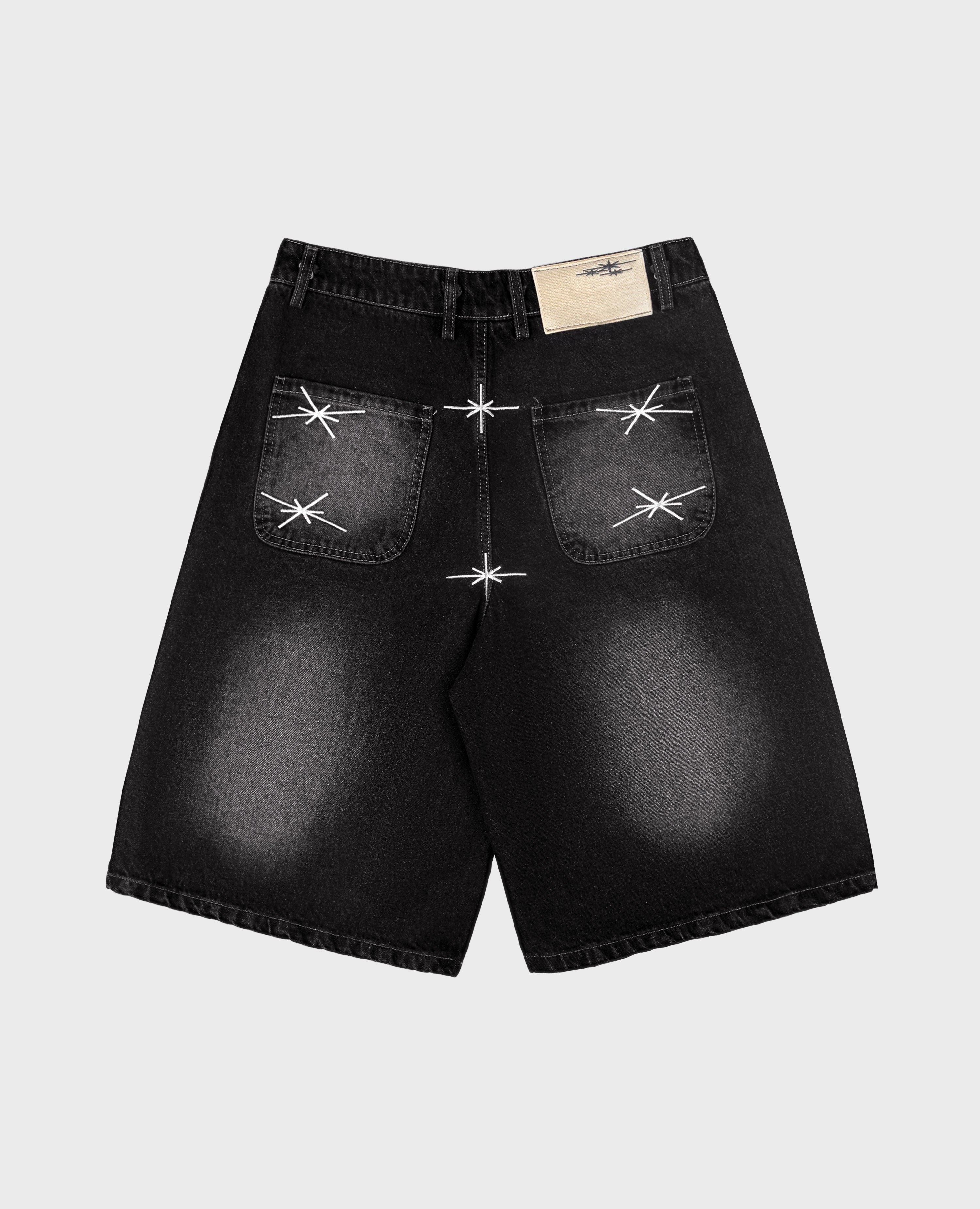 GEWASCHENE SCHWARZE DENIM-JORTE