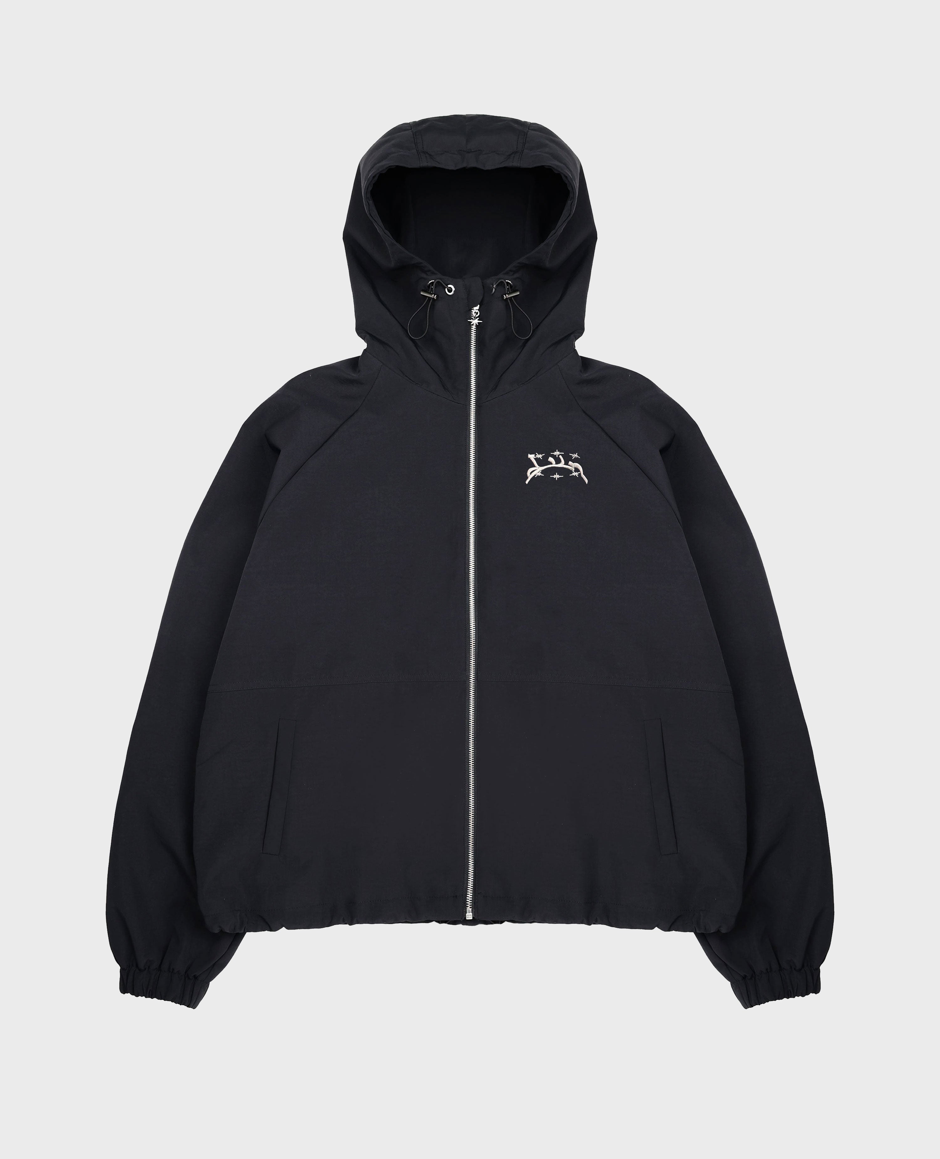 SCHWARZE WINDBREAKER-JACKE